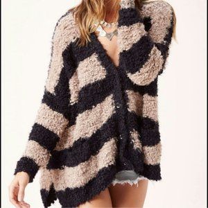 Free People Striped Marshmallow Cardigan, L